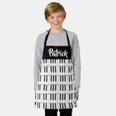 Zwart-wit pianopatroon schort (Gedragen)