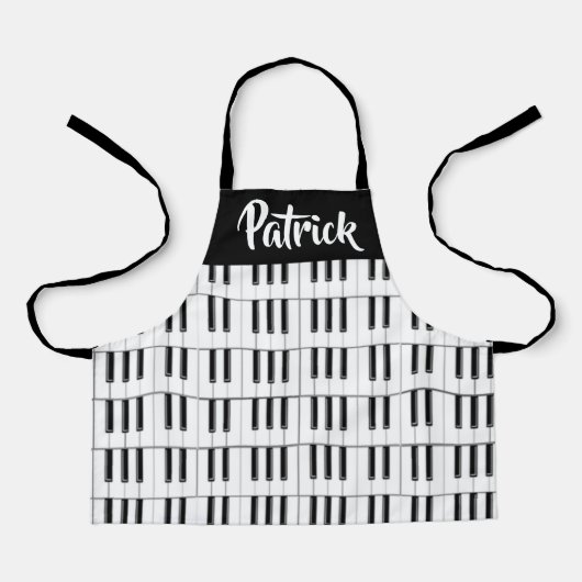 Zwart-wit pianopatroon schort (Voorkant)