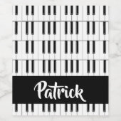 Zwart-wit pianopatroon wijn etiket (Enkel label)