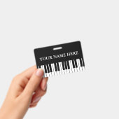 Zwart-wit pianotoetsen aangepaste naam badge (Handheld)
