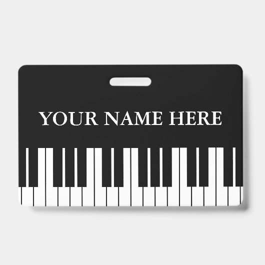 Zwart-wit pianotoetsen aangepaste naam badge (Voorzijde)