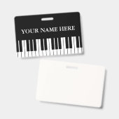 Zwart-wit pianotoetsen aangepaste naam badge (Voor- en achterkant)