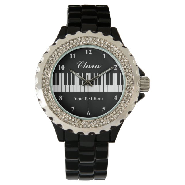  zwart-wit pianotoetsen horloge voor vrouwen (Voorkant)