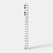 Zwart-wit pianotoetsen monogram iPhone 15 hoesje (Linkerkant)