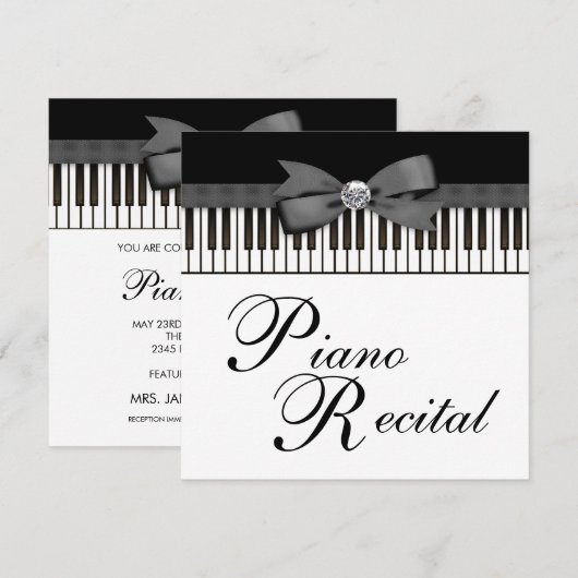 Zwart-wit pianotoetsen Overweging Uitnodiging (Voorkant / Achterkant)