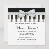 Zwart-wit pianotoetsen Overweging Uitnodiging (Achterkant)