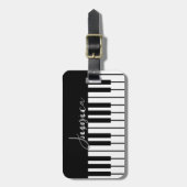 Zwart-wit pianotoetsenbord Monogram Bagagelabel (Voorkant verticaal)