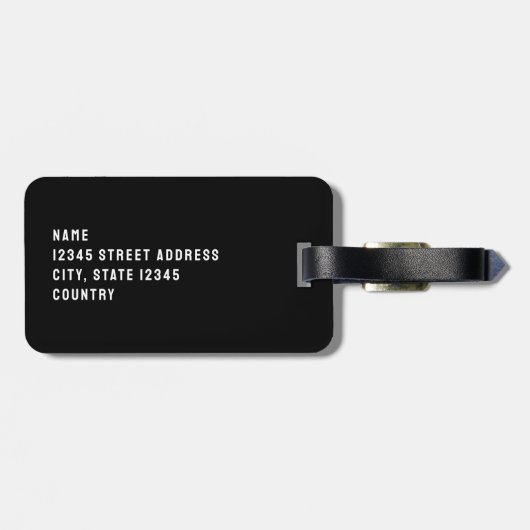 Zwart-wit pianotoetsenbord Monogram Bagagelabel (Achterkant horizontaal)