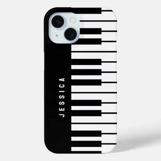 Zwart-wit pianotoetsenbord Monogram Case-Mate iPhone Case (Achterkant)