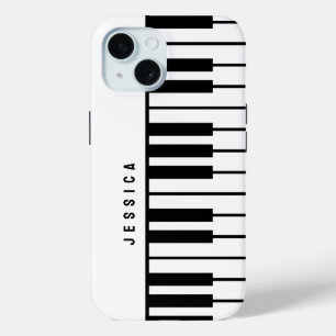Zwart-wit pianotoetsenbord Monogram iPhone 15 Case