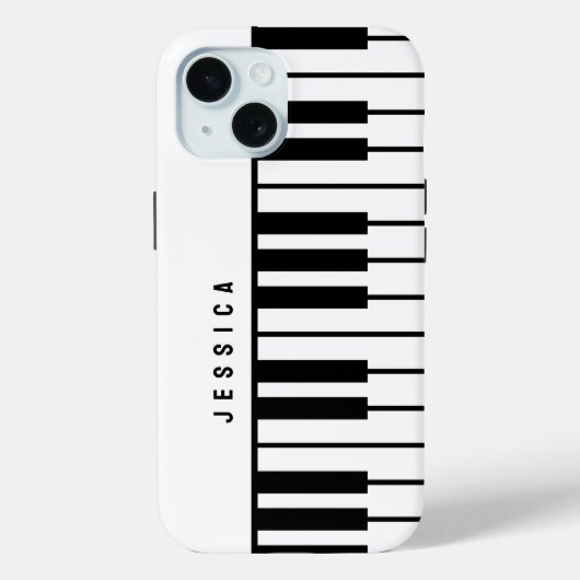 Zwart-wit pianotoetsenbord Monogram Case-Mate iPhone Case (Achterkant)