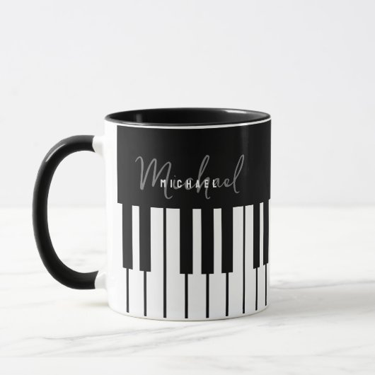 Zwart-wit pianotoetsenbord Monogram Mok (Links)