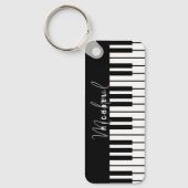 Zwart-wit pianotoetsenbord Monogram Sleutelhanger (Voorkant)