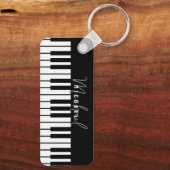 Zwart-wit pianotoetsenbord Monogram Sleutelhanger (Achterkant)