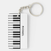 Zwart-wit pianotoetsenbord Monogram Sleutelhanger (achterkant)