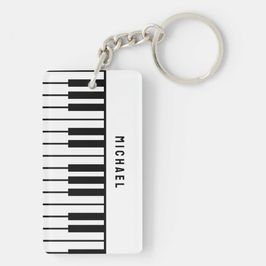 Zwart-wit pianotoetsenbord Monogram Sleutelhanger (achterkant)
