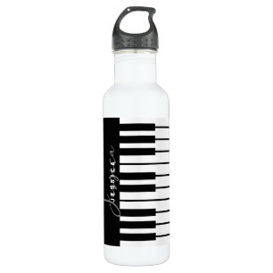 Zwart-wit pianotoetsenbord Monogram Waterfles