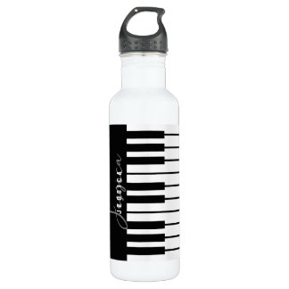 Zwart-wit pianotoetsenbord Monogram Waterfles