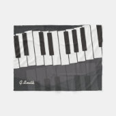 Zwart-wit pianotoetsenbord Voeg Jouw naam toe Fleece Deken (Voorkant (Horizontaal))