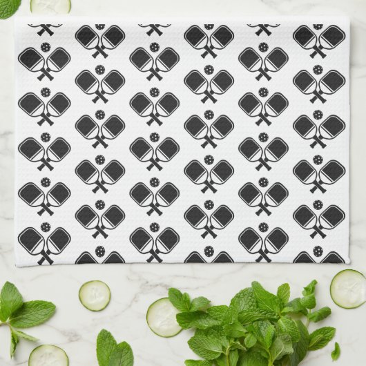 Zwart-wit | Pickleball Paddles Theedoek (Gevouwen)