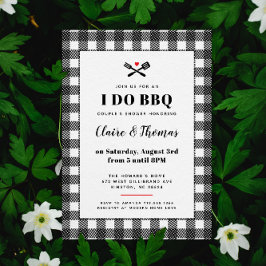 Zwart-wit picknick geruit kleed I Do BBQ Kaart