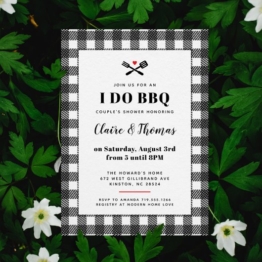Zwart-wit picknick geruit kleed I Do BBQ Kaart