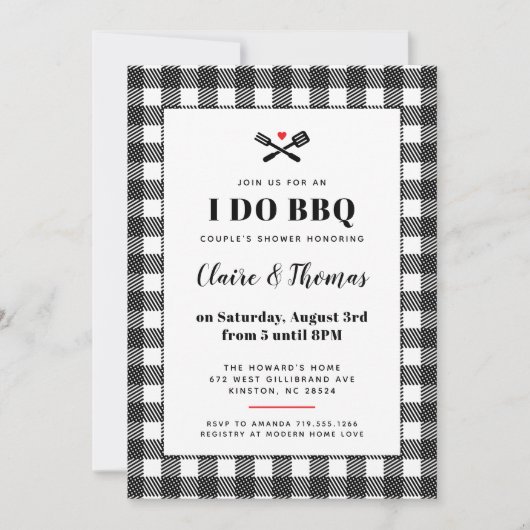 Zwart-wit Picknickdoek Ik doe BBQ Kaart (Voorkant)