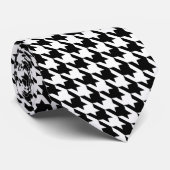 Zwart Wit Pied de Poule Houndstooth Stropdas (Opgerold)