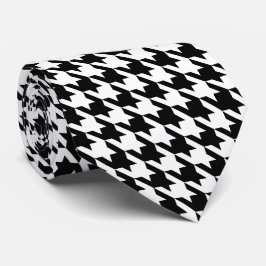 Zwart Wit Pied de Poule Houndstooth Stropdas