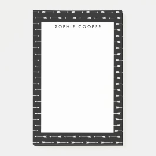 Zwart-wit pijlpatroon Aangepaste notities Post-it® Notes (Voorkant)