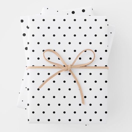 Zwart-wit pin Stippen Inpakpapier Vel (In situ)