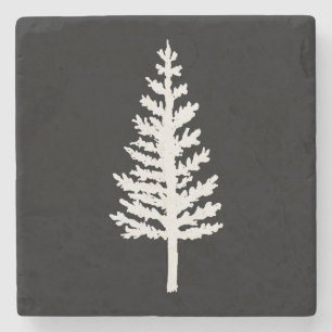 Zwart-wit Pine Tree Stone Onderzetter