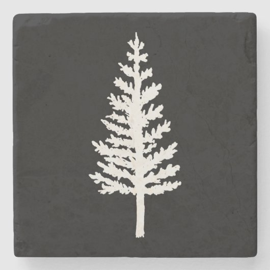 Zwart-wit Pine Tree Stone Onderzetter (Voorkant)