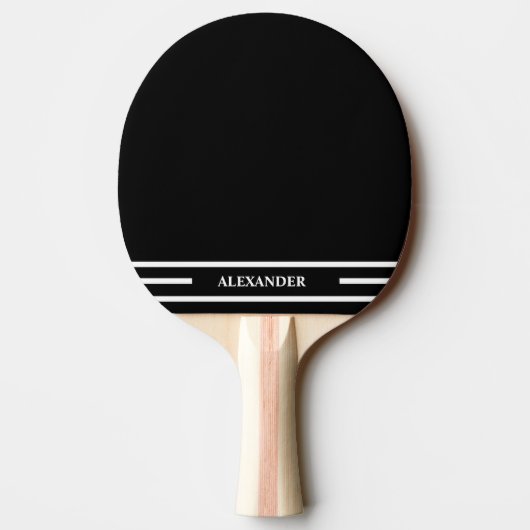 Zwart-wit Ping Pong Paddle met naam Tafeltennisbatje (Achterkant)