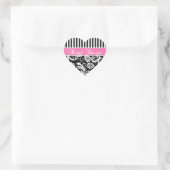 Zwart, Wit, PInk Damask Vrijgezellenfeest Sticker (Tas)