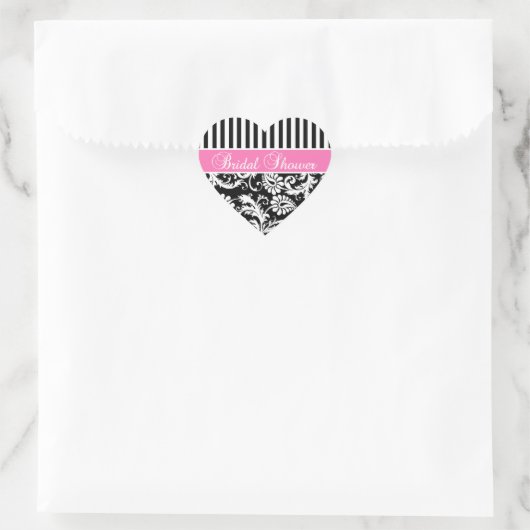 Zwart, Wit, PInk Damask Vrijgezellenfeest Sticker (Tas)
