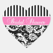 Zwart, Wit, PInk Damask Vrijgezellenfeest Sticker (Voorkant)