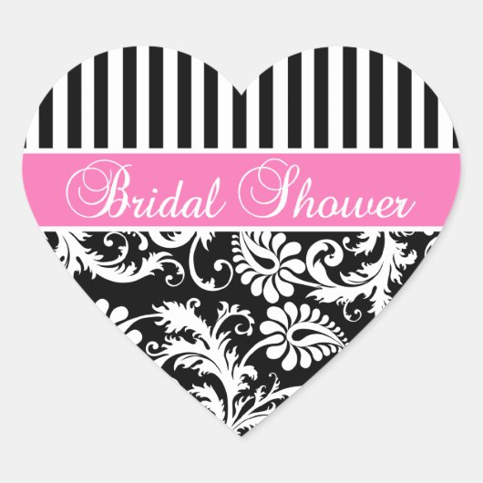 Zwart, Wit, PInk Damask Vrijgezellenfeest Sticker (Voorkant)