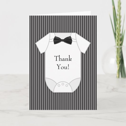 Zwart Wit Pinstripe Baby Boy Bedankt Kaarten (Voorkant)