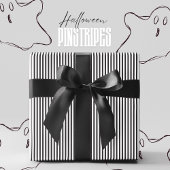 Zwart-wit Pinstripe Halloween Cadeaupapier