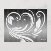 Zwart-wit Pinstripe Heart Table Number Briefkaart (Achterkant)