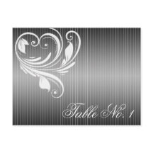 Zwart-wit Pinstripe Heart Table Number