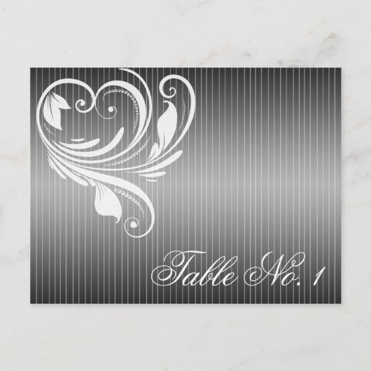 Zwart-wit Pinstripe Heart Table Number Briefkaart (Voorkant)
