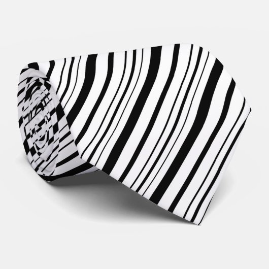 Zwart & Wit PinStripes Patroon Stropdas (Opgerold)