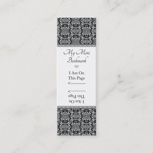 Zwart Wit Pinwheel Damask Gepersonaliseerd Mini Visitekaartje (Voorkant)