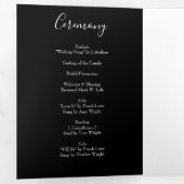 Zwart & Wit Pioen & Roos Bloemen Trouwprogramma's Drieluik Programma (Binnenzijde eerst)