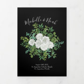 Zwart & Wit Pioen & Roos Bloemen Trouwprogramma's Drieluik Programma (Cover)