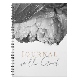 Zwart-Wit Pioenbloem Journaal Met God Notitieboek
