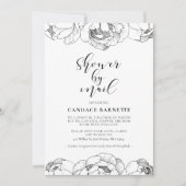 Zwart-wit pioenen Baby shower per post Kaart (Voorkant)