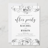 Zwart-wit pioenen bruiloft na feest kaart (Voorkant)